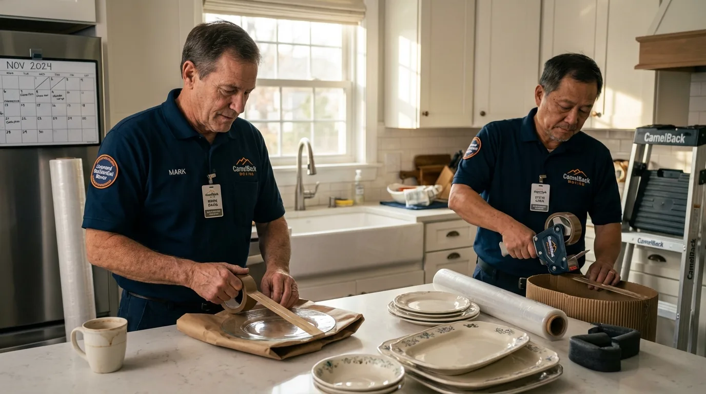Professional crew packing kitchen dishware in Ashland, KY